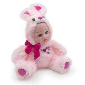 Rózsaszín plüss nyuszi baba hanghatásokkal, baba hangokat ad ki, sír, nevet, mama és papa szót mond, tökéletes a szerepjátékhoz - Nonbrand Interaktív gyerek játék