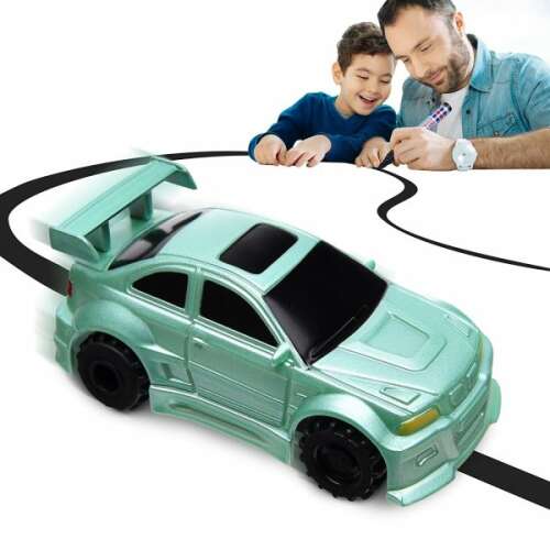 Vonal követő játék autó, zöld autó, vonal rajzoló játék, rajzoló autó, gyerek játék, interaktív játék, vonal követő autó