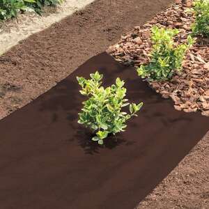 Brown geotextile weed barrier fabric, 1.6m x 50m, 80g/m2, for weed control and soil stabilization - Weed barrier fabric
