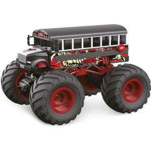 Buddy Toys Big Foot monster truck bus zdalnie sterowany, czarny i czerwony, skala 1:18 - Figura, DIY, Pojazd zdalnie sterowany, Deskorolka elektryczna, Zabawkowy karabin, nabój, Samochód do gier, Autostrada i parking i Figurka bajkowego bohatera