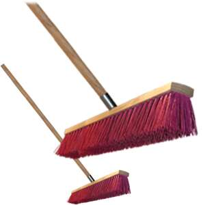 60 cm roter Besen mit Holzstiel - Reinigungsbürste