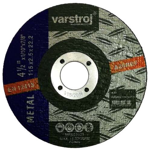 Disc de tăiere metal Varstroj, 4 1/2 x 110 x 7/18, 115 x 2.5 x 22.2