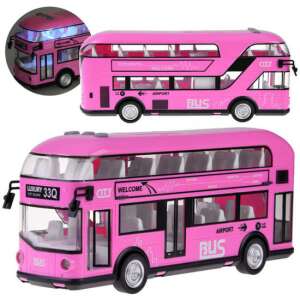 Rózsaszín emeletes busz nyíló ajtóval, hanggal 77588659 Játék autók - Lány