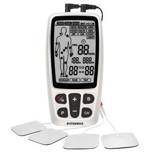 Vivamax Kombinált TENS és EMS készülék, Fájdalomcsillapítás, Izomstimulálás, Masszázs, 60 program, Akumulátoros, 3 év garancia, Elülső nézet - Izomstimuláló