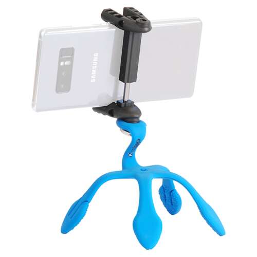 Miggö Splat 3in1 hajlítható lábú miniállvány, telefon és akciókamera adapterrel, kék