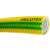 Close-up of Tricotex Universal garden hose, showing the yellow outer layer with green stripes