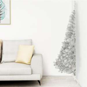 Ezüstszínű PVC fél műkarácsonyfa állvánnyal 240 cm 77608355 
