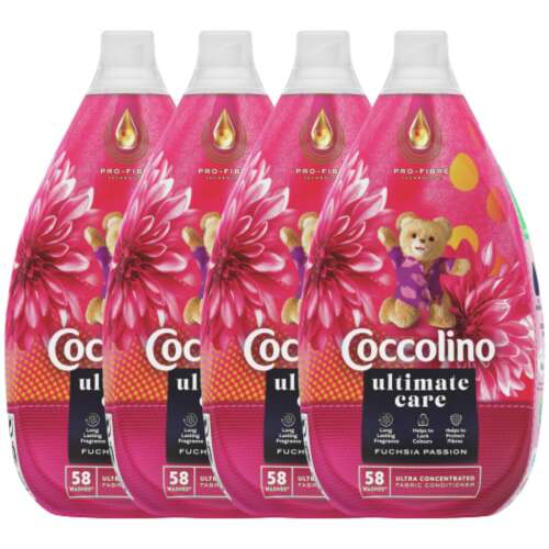 4er Pack Coccolino Ultimate Care Fuchsia Passion ultrakonzentrierter Weichspüler, 232 Wäschen, 4 x 870ml