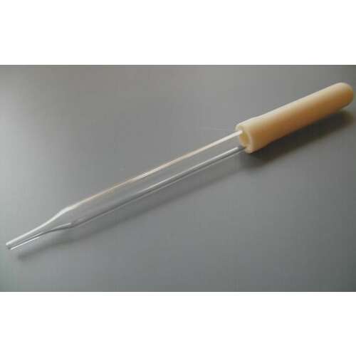 Pipetă din sticlă cu bulă de cauciuc, lungime 75 mm