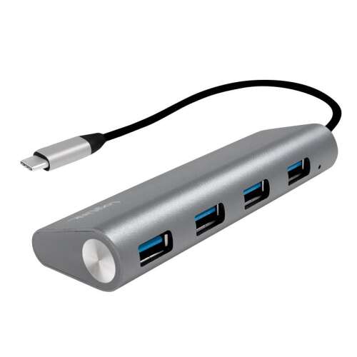 Logilink USB 3.2 Gen 1x1 USB-C 4 portos hub, alumínium házzal, szürke - USB elosztó