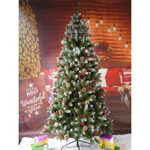 Flippy, Mesterséges díszített fenyőfa, falra/sarokra állítható zöld, alsó átmérője 106cm  mérete 210cm 77670699