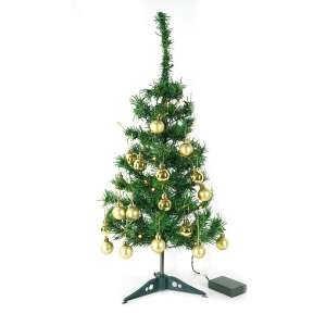 60cm pre-lit artificial Christmas tree with gold ornaments and warm white LED lights, Flippy - Artificial Christmas Tree