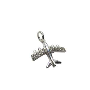 Srebrny wisiorek w kształcie samolotu z cyrkoniami, Jolie Silver - Flippy Wisiorek damski