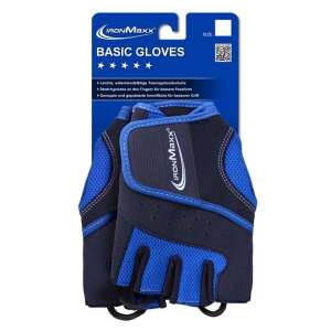 IronMaxx Basic kesztyűk, kék és fekete súlyzós kesztyűk párnázott tenyérrel és állítható csuklópánttal - Fitness kesztyű