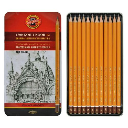 Koh-i-Noor 12 Graphitstifte Set 8B-2H Grade im Metalletui