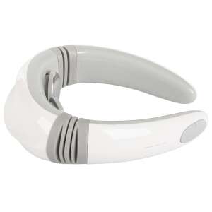 White electric neck massager with adjustable intensity, 5 massage modes, and rechargeable battery - Neck massager