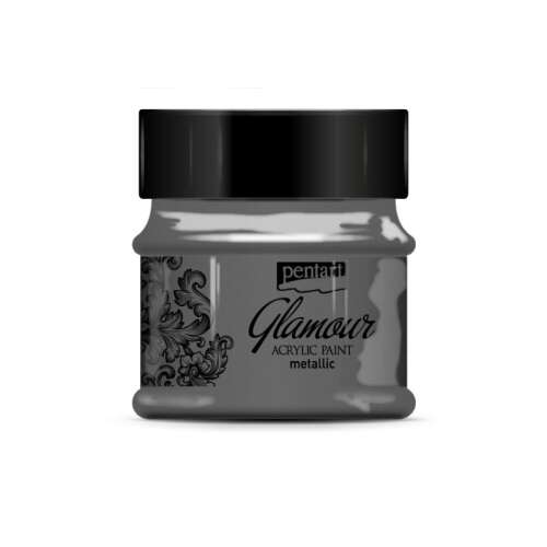 Pentart Glamour Fekete Ezüst Metál Akrilfesték 50ml