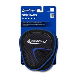 IronMaxx Grip Pads, fekete és kék, csúszásmentes fogópárnák súlyzós edzéshez, edzőtermi edzéshez, fitneszhez - Fitness kesztyű