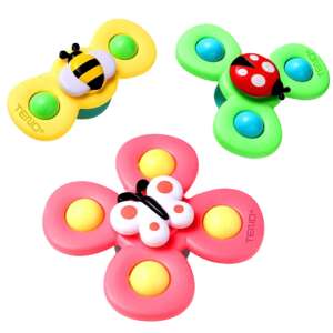 Teno Fidget Spinner, interaktív játékkészlet, 3 db, rovar alakú, csörgő golyók, kerek élek, tapadókoronggal, 1-3 év, többszínű 77696495 Interaktív gyerek játékok
