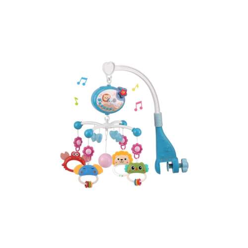 Teno Zenés kiságyforgó, babáknak, távirányítóval, projektor, zene és fények, kivehető játékok, többszínű