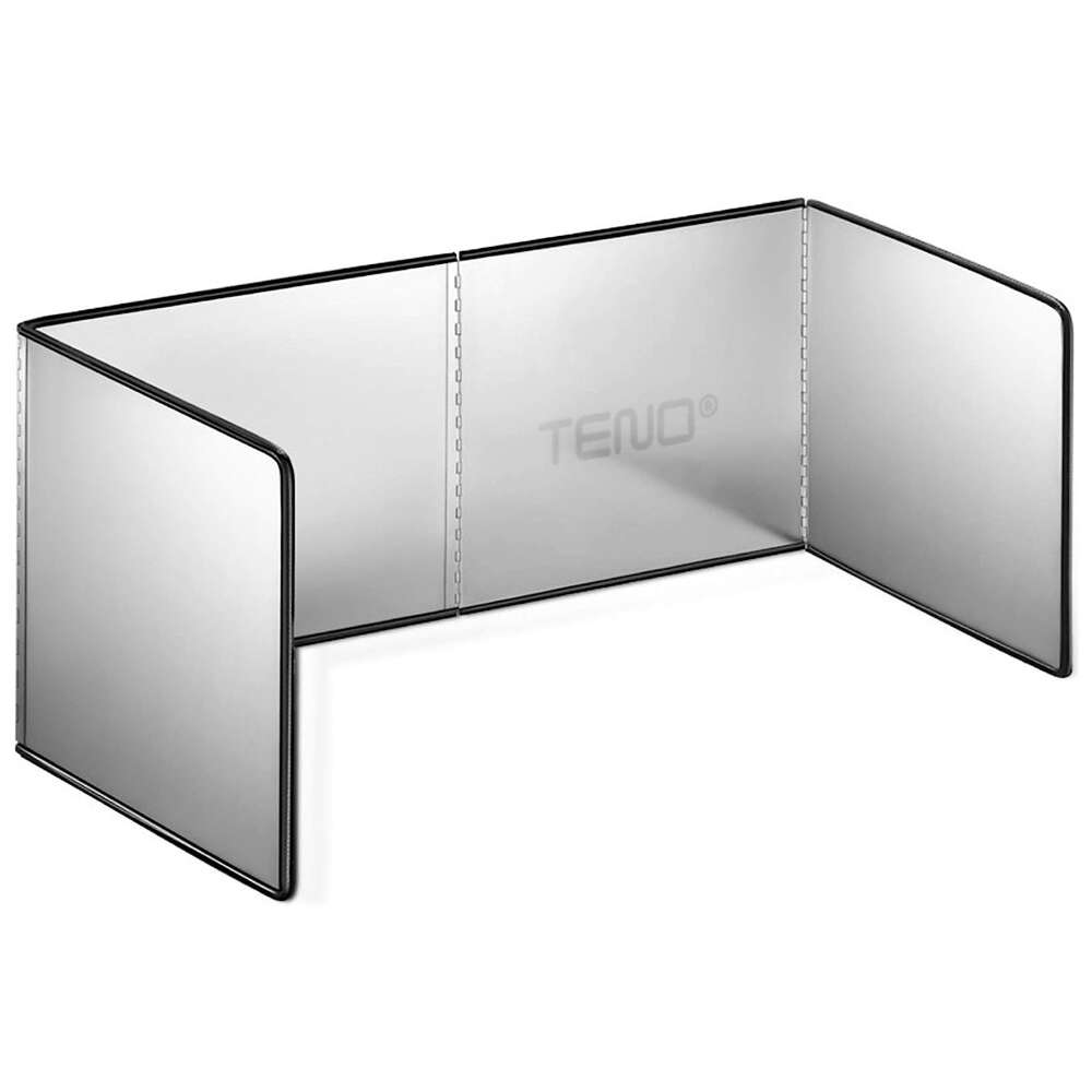 Teno Spritzschutzplatte für Herd, Dreifachplatte, faltbar, Metall, hochwertig, leicht zu reinigen, 133x30 cm, silber