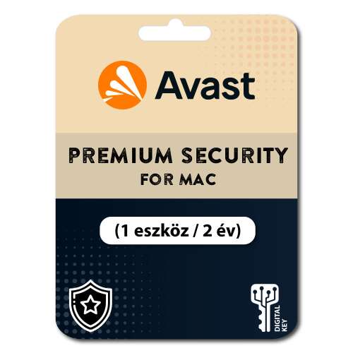 Avast Premium Security Mac-hez, 1 eszköz, 2 év, digitális kulcs