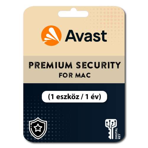 Avast Premium Security Mac-hez, 1 eszköz, 1 év, digitális kulcs