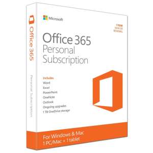 Microsoft Office 365 Personal előfizetés 1 év új vagy megújítás Windows és Mac rendszerhez 1 PC/Mac + 1 tablet - Microsoft