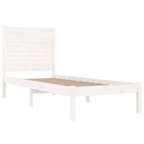 vidaXL fehér tömör fa ágykeret 75 x 190 cm (2FT6 Small Single), fehér ágykeret léces fejtámlával és léces aljzattal, tömör fenyőfa, hálószoba bútor - Hálószoba bútor