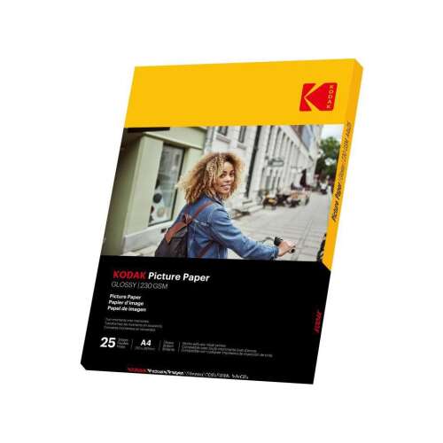 25 sheets of Kodak Picture Paper, A4 size, glossy finish, 230gsm, ideal for high-quality prints