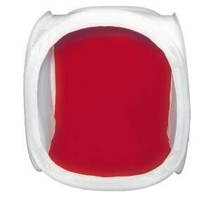 Dörr 90x90 cm fehér fénysátor vörös háttérrel - Stúdió háttér