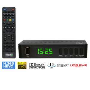 EVOLVEO Alpha T2 DVB-T2 Set-top box with remote control, Full HD, H.265/HEVC, TimeShift, USB PVR - Set-Top Box