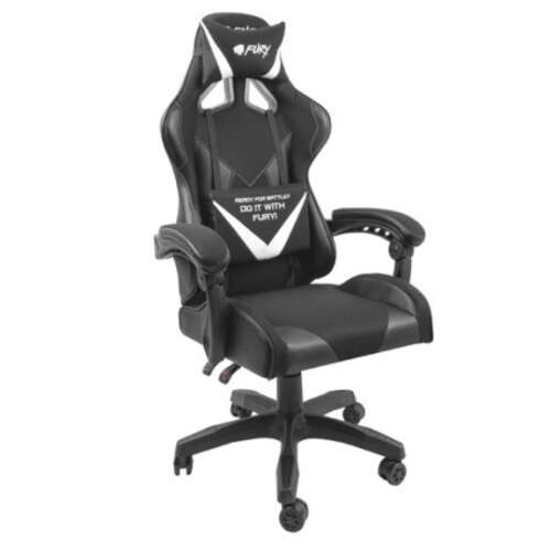 Fury Avenger L Gamer stolica s jastukom za vrat i lumbalnim jastukom u crnoj boji