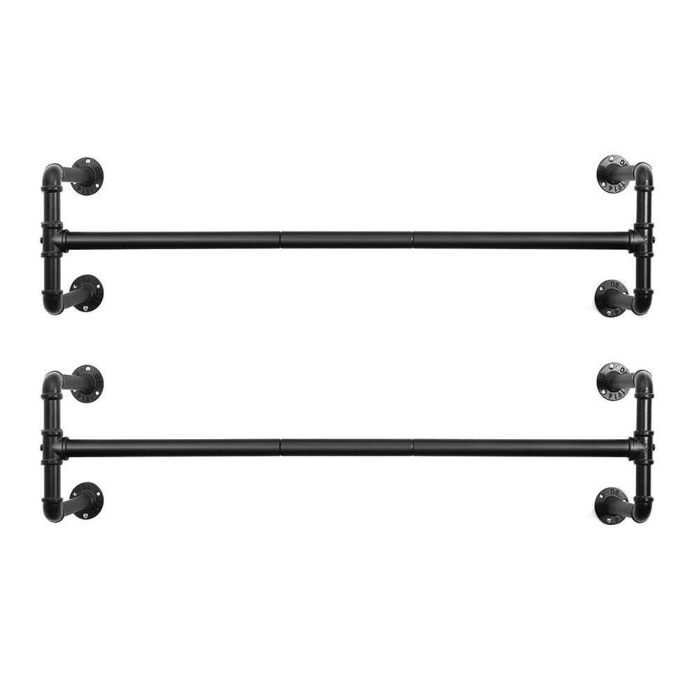 Set od 2 zidne vješalice, 110 x 30 x 29,3 cm, od čelika, crne boje | SONGMICS