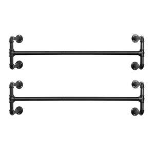 Set od 2 zidne vješalice, 110 x 30 x 29,3 cm, od čelika, crne boje | SONGMICS