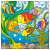 Colouring page with underwater scene featuring colourful fish and coral