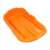Orange plastic sled for kids, snow sledding, winter fun