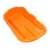 Orange plastic sled for kids, snow sledding, winter fun