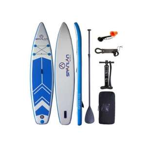 Set de paddleboard gonflabil Spartan SP-335, albastru și alb, include vâslă, pompă, geantă și accesorii - SUP & Paddleboard