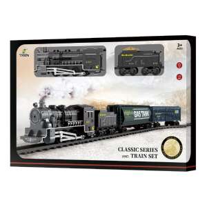 Klasická sada vlakov zo série 1967, čierna parná lokomotíva s 3 vagónmi, sada vlakov pre deti - Vlak, železničný prvok, diaľnica