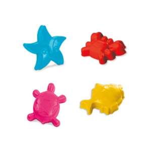 4 darabos tengeri állatos homokforma szett, tartalmaz egy tengeri csillagot, rákot, teknőst és halat - Szabadtéri játék és felszerelés