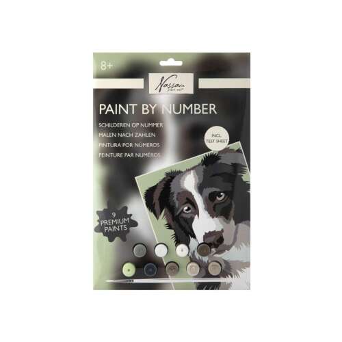 Sada na maľovanie podľa čísel pre dospelých a deti, so psom, 9 prémiových farieb, vrátane testovacieho hárku, 33,5x23,8 cm, značky Nasen