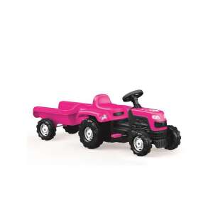 Pink Unicorn Pedal Tractor with Trailer, kids ride-on toy, outdoor play - Dolu