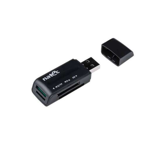 Natec ANT 3 multi card reader, black, USB 2.0, supports SD, SDHC, M2, microSD, MMC, MS, RS-MMC, T-Flash memory cards