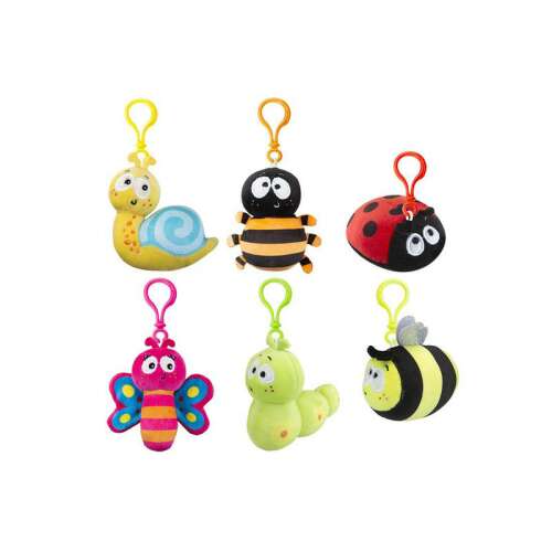 Set of 6 Zümis plush keychains, featuring a snail, spider, ladybug, butterfly, bee, and caterpillar