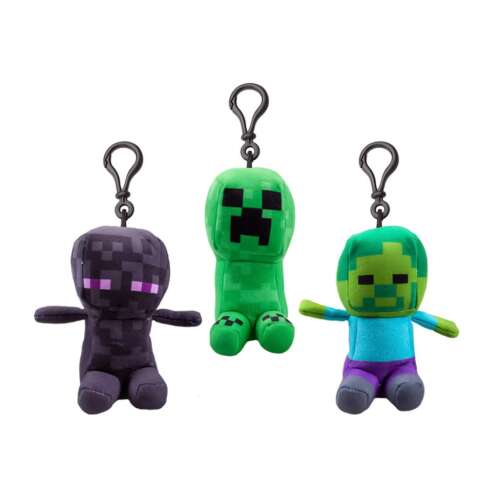 Minecraft plush keychain with 3 different characters: Creeper, Steve, and Zombie