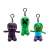 Minecraft plush keychain with 3 different characters: Creeper, Steve, and Zombie