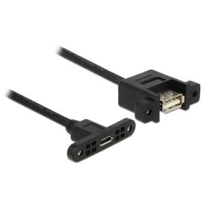 Delock USB 2.0 Micro-B - USB-A panelre szerelhető kábel - 1m - Adatkábel