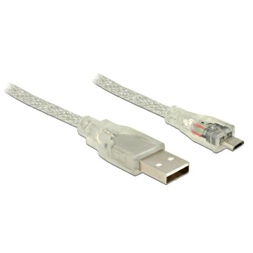 Közelkép a Delock USB 2.0 A-Micro-B kábel csatlakozóiról - Adatkábel