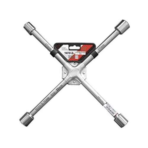 YATO Cross Rim Wrench 17x19x21x22mm, lug wrench for tire changes